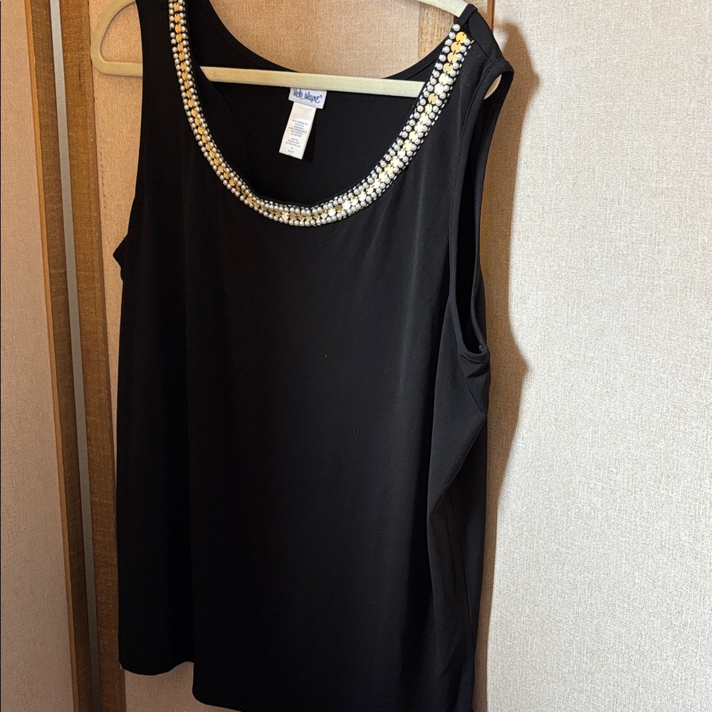 Vicki Wayne Black Embellished Tank Top XL